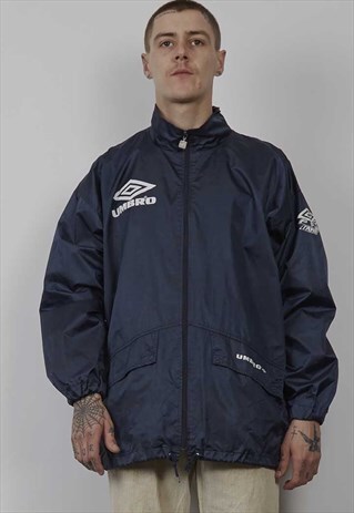 VINTAGE 90'S LOGO UMBRO NAVY SHELL JACKET