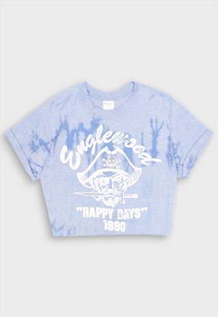 BLUE TIE-DYE CROPPED T-SHIRT