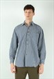 SOLO Men M Check Shirt Button Up Long Sleeved Cotton Formal 