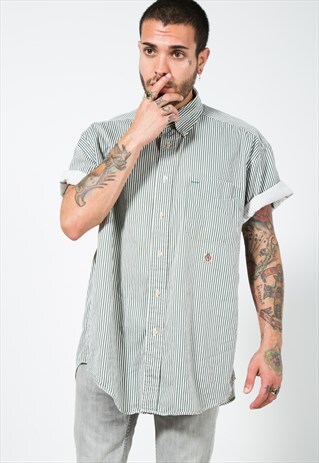VINTAGE 80S TOMMY HILFIGER SHORT SLEEVE SHIRT/ S4342