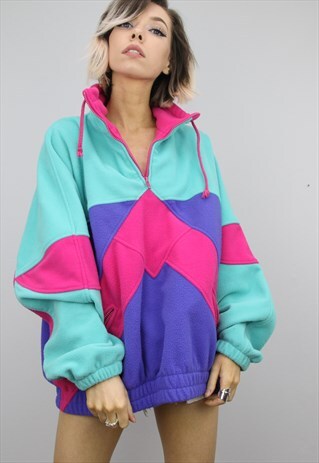 VINTAGE 90S OVERSIZED COLOURFUL FLEECE