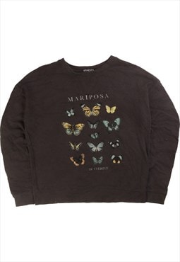 Fifth Sun  Mariposa Crewneck Sweatshirt Small Grey