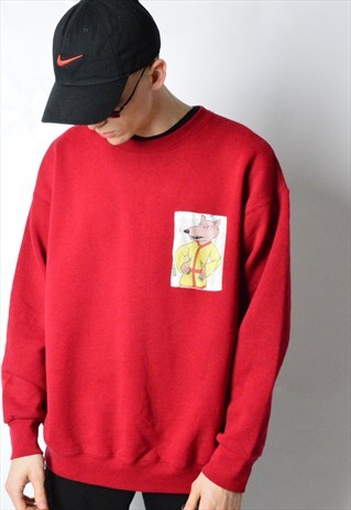 REWORKED KALEIDOO VINTAGE 90S RED TURTLE WARRIOR SWEATSHIRT