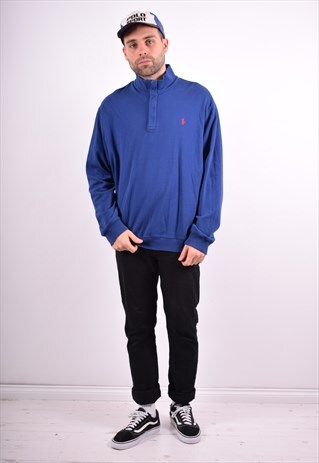 RALPH LAUREN MENS VINTAGE SWEATSHIRT JUMPER XL BLUE 90'S