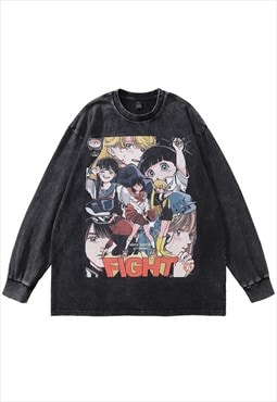 Anime t-shirt Japanese tee vintage poster long sleeve top
