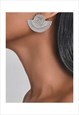  ASWAN Earrings Bling Fan-Shaped - Silver