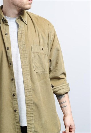 VINTAGE CORDUROY CORD SHIRT BROWN