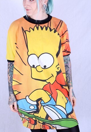 BART SIMPSON CARTOON Y2K HANDMADE OVERSIZED TSHIRT