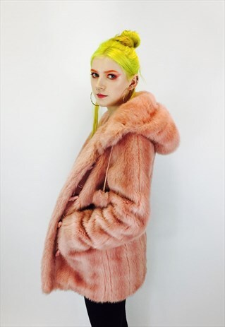 VINTAGE 80S FAUX FUR PINK COAT