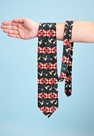 VINTAGE 80'S RETRO DUCK PATTERN PATTERN TIE