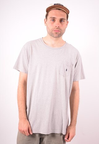 POLO RALPH LAUREN MENS VINTAGE T-SHIRT TOP LARGE GREY 90S