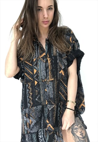 PATTERNED OVERSIZED RETRO VINTAGE UNISEX FESTIVAL SHIRT