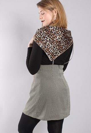 VINTAGE 80S LEOPARD PRINT PATTERNED SILK SCARF