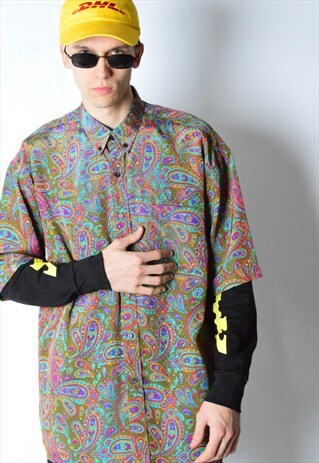 VINTAGE 90S COLOURFUL PAISLEY SHORT SLEEVE