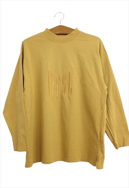 Vintage Long Sleeve Shirt 90s Mustard Yellow Boho Utility