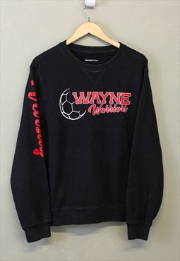 Vintage Wayne Warriors Sweatshirt Black With Red Graphic 