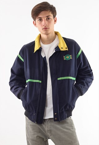 VINTAGE ADIDAS ORIGINALS YACHTING HARRINGTON 90S BLUE