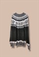 Vintage  Jumper Christmas Wool oversize  in Black XL