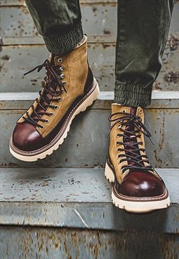 Hiking style boots retro sport shoes utility trainers brown