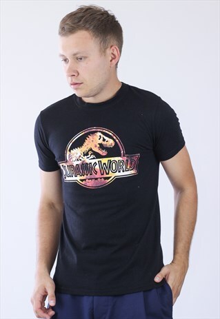 VINTAGE MENS JURASSIC PARK WORLD BIG LOGO T-SHIRT
