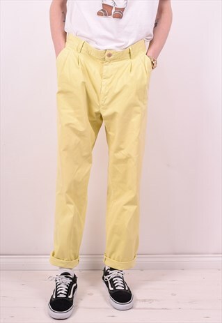ICEBERG MENS VINTAGE TROUSERS W34 L30 YELLOW 90'S