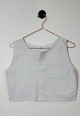 Upcycled Stripe Crop Vintage Shirt Size 12-14 