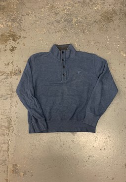 GANT Knit Jumper 1/4 Button Blue Sweater 