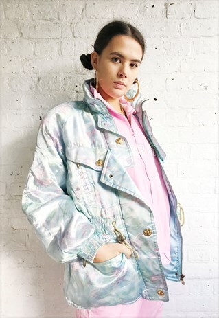 SATIN PADDED SKI JACKET/PUFFER COAT (1990'S/WOMEN'S)