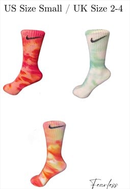 Hand Dyed Nike Crew Socks - 3 Pairs - Pink - Lilac - Blue