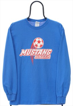 Vintage Mustang Soccer Blue Long Sleeve TShirt Womens