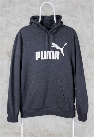 VINTAGE GREY PUMA HOODIE SPELL OUT LOGO MEDIUM