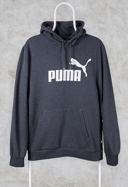 Vintage Grey Puma Hoodie Spell Out Logo Medium