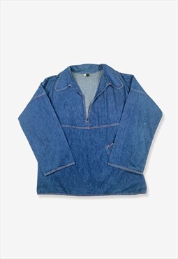 Vintage Denim Pullover Jacket Dark Blue XL
