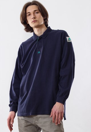 90S VINTAGE MENS ADIDAS EQUIPMENT TOP POLO SHIRT LONG SLEEVE