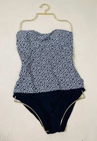 Vintage 90's Abstract Patterned Strapless Swimsuit