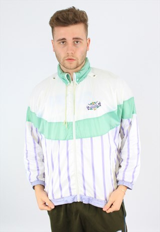 ADIDAS STRIPED VINTAGE SPORTS SHELL RAIN JACKET