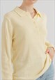 VINTAGE Y2K CHIC BOXY FIT KNITWEAR JUMPER IN PASTEL YELLOW M
