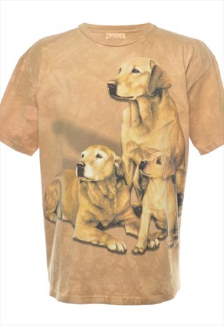 Beyond Retro Vintage Tie Dyed Dog Print Animal T-shirt - L