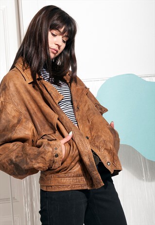 LEATHER JACKET - 80S VINTAGE BIKER JACKET