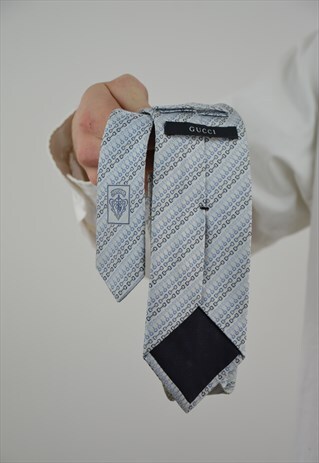 RARE VINTAGE GUCCI TIE GREY / BLUE
