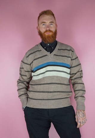 VINTAGE 1990S STRIPPED KNIT JUMPER