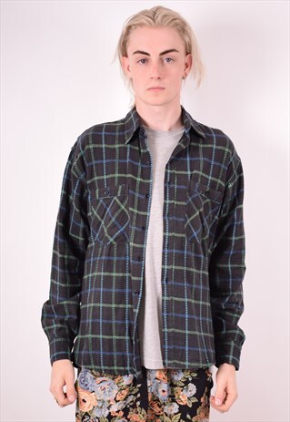 MENS VINTAGE SHIRT LARGE MULTI CHECK 90S
