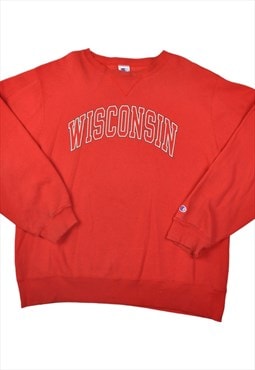 Vintage Champion Wisconsin Sweater Red XL