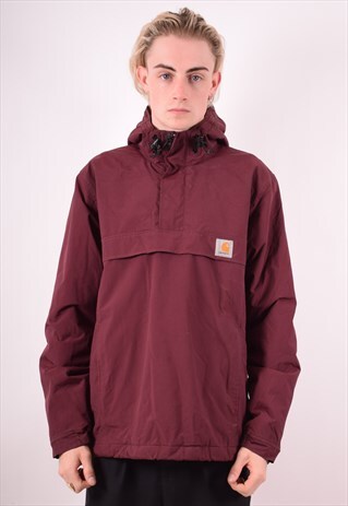 CARHARTT MENS VINTAGE PULLOVER JACKET LARGE MAROON 90S