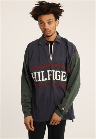 VINTAGE TOMMY HILFIGER SPELLOUT 1/4 ZIP SWEATSHIRT
