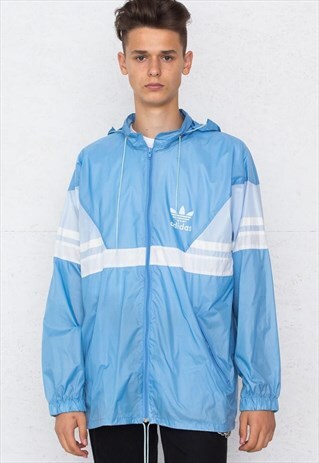 VINTAGE BLUE ADIDAS WINDBREAKER RAIN JACKET
