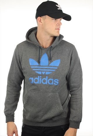 VINTAGE ADIDAS ORIGINALS BIG TREFOIL HOODIE SWEATSHIRT