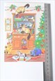VINTAGE COLOURFUL SIAMESE CAT CHRISTMAS NEW YEAR CARD