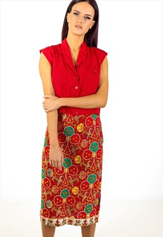 VINTAGE PATTERNED PENCIL SKIRT ACSK23