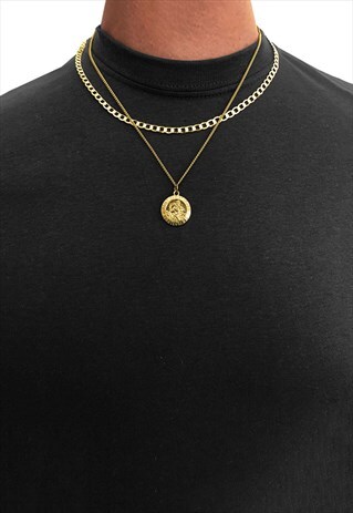 SAINT CHRISTOPHER GOLD PLATED 3MM LAYER NECKLACE CHAIN
